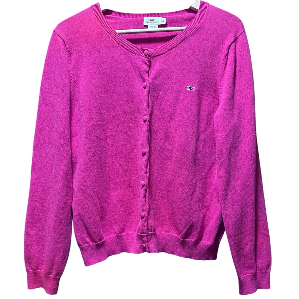 Vineyard Vines Hot Pink Button-Up Cardigan